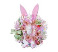 JJaydaily Unique Bunny Easter Wreath - Funny Rabbit Wreath with Tail & Legs, Spring Door Decoration, Home Wall Hanging, Whimsical Festive Easter Decor (Pink)