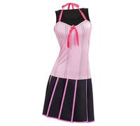 JJBA Lucy Steel Cosplay Costume Anime Uniform Tops Skirt Halloween Full Set | Pink Halter Neck,Short Blonde Wig, Women Dress up for Halloween Carnival Party