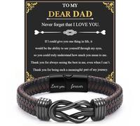 JJBAOER Gifts for Dad Daddy Stepdad Grandad from Daughter Son Engraved Braided Leather Bracelet for Men with Box Fathers Day Birthday Thanksgiving Presents Christmas Stocking Fillers