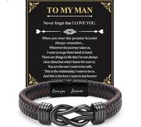 JJBAOER Men's Leather Bracelet, Infinity Knot Braided Design - Gift for Him, Perfect for Valentine's Day, Birthday & Anniversary, To My Man Engraved Love You Forever