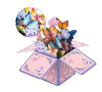 JJBAOER Purple Birthday Cards for Women Men, Butterfly Flowers 3D Pop Up Happy Birthday Card for Female with Envelope for Niece Sister Mum Daughter Granddaughter Cousin Granny Friends Wife Auntie