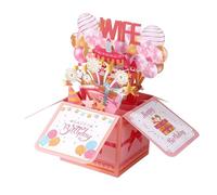 JJBAOER Wife Birthday Cards from Husband with Envelope & Greeting Card, Funny 3D Pop Up Style with Fireworks Balloons, Happy Birthday Gift for Adult Women 30th 40th 50th 60th 70th 80th 90th