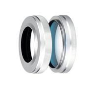 JJC 2IN1 Metal Lens Hood & Adapter Ring with MC UV Filter Set for Fujifilm Fuji X100V X100F X100T X100S X100 cameras, compatible with Original Lens Cap - Silver