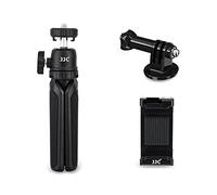 JJC 3IN1 Extendable Hand Grip & Mini Tabletop Travel Tripod Stand - with Mobile Phone Holder Clip & GoPro Mount for Gopro Hand Grip, Compact Cameras Handgrip, Phone Handheld Selfie Stick