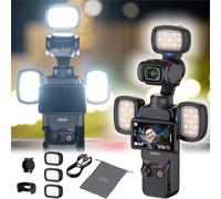 JJC 3Pcs Osmo Pocket 3 LED Video Light Kit,Magnetic Selfie Light for DJI Osmo Pocket 3 Creator Combo,Rechargeable Pocket3 Fill Lighting with 3 Color Modes & Brightness Levels for Vlog Video Recording