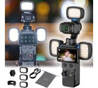 JJC 3Pcs Osmo pocket 4 LED Video Light Kit,Magnetic Selfie Light for DJI Osmo pocket 4 Creator Combo,Rechargeable pocket4 Fill Lighting with 3 Color Modes & Brightness Levels for Vlog Video Recording