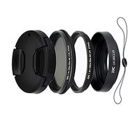 JJC 4-Piece Lens Hood Kit for Canon G1X Mark III /G1XM3/G1XMK3 - includes Aluminum Alloy Metal Lens Hood, MC UV & CPL Filters, Lens Cap with String