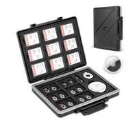 JJC 45 Slots Memory Card Case for 30 Micro SD TF & 15 SD SDHC SDXC Cards, Water-Resistant Anti-Shock Anti-Dust Card Holder Organizer Storage with AirTag Slot