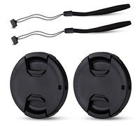 JJC 77mm Lens Cap 2 Pack Snap-on Front Camera Lens Cover + Elastic Lens Cap Keeper for Canon Nikon Sony Olympus Fujifilm Lens with 77mm Thread, Replaces Canon E-77 II Lens Cap