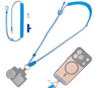 JJC Action Camera Lanyard for DJI Osmo Action 6 5 Pro 4 3,Crossbody Strap for Hero 13 12 11 10 9 8 & Insta 360 Ace Pro/Pro 2,Adjustable Action Camera Shoulder Strap with Cellphone Tether Tab (Blue)