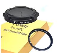 JJC Black LX100 Auto SELF-RETAINING Protective Lens Cap, Compatible with Panasonic Lumix LX100 LX100 II Leica D-LUX Typ 109 D-LUX 7, LX100II Mark II M2, D LUX 7 Lense Cap, 43mm MRC Nano MC UV Filter