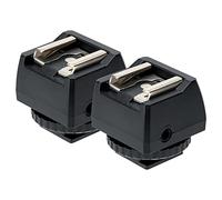JJC Flash Sync Hot Shoe Adapter with PC Sync Socket & 3.5mm mini Phone port | 2 Pack, For DSLR Cameras, Standard ISO hot Shoe and Flash Foot for Strobes or Other Accessories