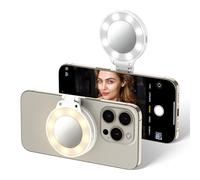 JJC Magnetic LED Selfie Ring Light, Selfie Mirror with 3 Brightness Settings - Snaps onto Phone, Flippable Design, Type-C Chargable for Iphone 16 15 14 13