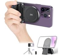 JJC Magnetic Phone Handgirp with Bluetooth Remote Control, Magsafe Phone Camera Photo Grip Handle for iPhone Android Smartphones, Desk Phone Stand & Phone Tripod Mount Adapter -Black