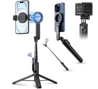 JJC Magnetic Selfie Stick, 40inch Extendable Phone Tripod Stand with Wireless Remote for iPhone 17 16 15 14 13 12 (MagSafe Mount) & Samsung HUAWEI Google Smartphones and more (Black)