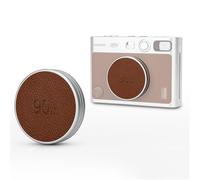 JJC Metal Lens Cap Cover for Fuji Insta. Mini EVO Photo Camera, Brown | Mini EVO Accessories Aluminum Lens Cover Protector with Leather Surface & Soft EVA Interior