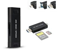 JJC Metal SD Card Reader, USB 3.1 Micro USB 2.0 Type-C 3.1 Easy Card Reader USB OTG Adapter for UHS-II UHS-I SD SDHC SDXC Micro SD Micro SDHC Micro SDXC Memory Cards (Black)