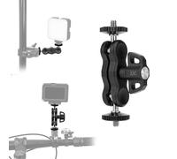 JJC Mini Dual Ball Head Articulating Magic Arm with 1/4"-20 Screw, Aluminium Alloy 360° Adjustable Bracket Clamp Adapter Mount for Action 6 5 Pro Inst360 X5 X4 Air DSLR Camera Cage LED Light