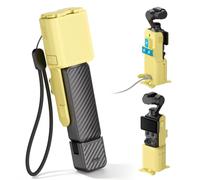 JJC Multi Functional Osmo Pocket 4 3 Protective Case Cover Desktop Stand | with Two-Way Quick Release Plate for DJI Osmo Pocket 4 3 Magnetic Mount, Pocket4 Pocket3 Yellow Vlog Grip with 1/4"-20 Thread