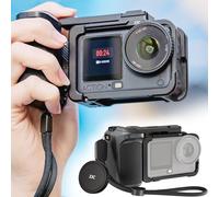 JJC Osmo Action 6 Cage Street Grip Kit,Aluminium Protective Frame with Handle for DJI Osmo Action 6 Only,Action Camera Cage Handle Combo with Lens Cap Set & Wrist Strap for Street Photography Vlogging