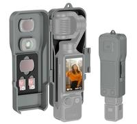 JJC Osmo Pocket 4 3 Case,Hard Shell Protective Cover for DJI Osmo Pocket 4 3 Accessories,Grey Pocket4 Pocket3 Holder Thicken Inner Silicone Pads with 3 Magnetic Filter Slots and 2 Micro SD Card Slots