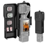 JJC Osmo Pocket 4 3 Protective Case,Hard Shell Protective Cover for DJI Osmo Pocket 4 3 with 3 Magnetic Filter Slots and 2 Micro SD Card Slots,Black Pocket4 Pocket3 Holder Thicken Inner Silicone Pads
