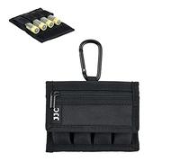 JJC Polyester Battery Pouch with Zippered Pocket for 4 Pcs 18650 & SD Card | Hook & Loop Closure, Portable Carrying Batteries Pouch SD SDHC SDXC Memory Card Holder, Lightweight 49g