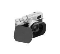 JJC Square Metal Lens Hood for Fujifilm X100VI X100V X100F X100T X100S X100 X70 Camera Black Shade with Slide Cap and 49mm Adapter Ring Kit