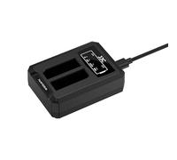 JJC USB Dual Battery Charger with Charing Line Compatible with Fujifilm X-E5 X-E4 X-E3 X-E2 X100VI X100V X-Half X-PRO3 X-PRO2 X-T50 X-T30II X-T30 X-T20 X-A7 X-A5 X-T200 Replaces Fuji NP-W126/NP-W126s