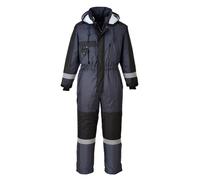 Portwest S585 Men's Hi Vis Winter Work Overalls Waterproof Protective Boiler Suit 300D Polyester Coveralls Durable Thermal Lined Workwear Rain Suit Navy, X-Large