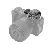 JJC Wind Muff Windshield Cold Shoe Compatible with Canon EOS R50V Vlog Camera, Cold Shoe Adapter with Windproof Microphone Furry Windshield (Black)