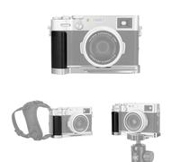 JJC X100V Hand Grip L-Shape Grip for Fujifilm Fuji X100V X100F Camera, Arca Swiss Type Quick Release Plate, Anti-Slip L Bracket Enhanced Grip, with Speaker Hole, SILVER