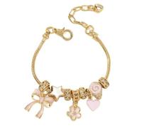 JJDFW 1pc Women's Adjustable Gold Color Rhinestone Butterfly Heart Lollipop Beads Bracelets Jewelry Daily Wear Party Gifts
