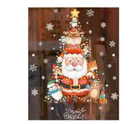 JJDFW Christmas Decoration Stickers Shopping mall Layout Window Glass Stickers Cute Santa Snowflake Static Window Sticker