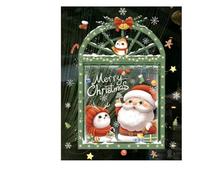 JJDFW Christmas Decoration Stickers Shopping mall Layout Window Glass Stickers Cute Santa Snowflake Static Window Sticker