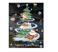 JJDFW Christmas Decoration Stickers Shopping mall Layout Window Glass Stickers Cute Santa Snowflake Static Window Sticker