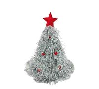 JJDFW Christmas Tree Hats Fabric Rain Silk Hat for Adults Kids Funny Santa cap with Tinsel Xmas Holiday Party Costume Decor