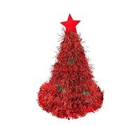 JJDFW Christmas Tree Hats Fabric Rain Silk Hat for Adults Kids Funny Santa cap with Tinsel Xmas Holiday Party Costume Decor