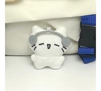 JJDFW Cute Headphones Kitten Couple Keychain Mini Crying Cat Doll Plush Keyring Cartoon Dog Bee Bag Pendant Charms Backpack Decoration