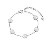 JJDFW Fashion Stainless Steel White Black Green Shell Flower Charm Bracelets For Women Gold Plated Chain Jewelry