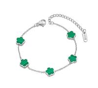 JJDFW Fashion Stainless Steel White Black Green Shell Flower Charm Bracelets For Women Gold Plated Chain Jewelry