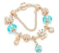 JJDFW Luxury Rose Gold Pendant Charm Bracelets Bangles For Women Silver Plated Bracelet Handmade Jewelry Crystal Bracelet