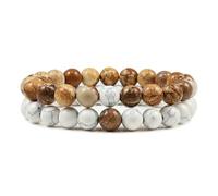 JJDFW Set Bracelet Couples Distance Natural Lava Stone Tiger Eye Beaded Yoga Bracelets for Men Women Elastic Rope Jewelry