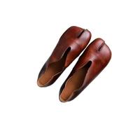 JJDFW Soft Sole Women's Shoes Sense Niche Split Toe Shallow Mouth Flat Bottom Single Shoes Coffee