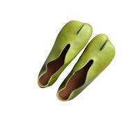 JJDFW Soft Sole Women's Shoes Sense Niche Split Toe Shallow Mouth Flat Bottom Single Shoes Green