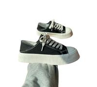 JJDFW Women's High Top Canvas Shoes Spring of The Thick Bottom Heightening White Sneakers Cookie Lazy Person