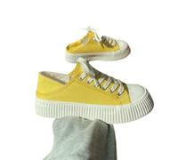 JJDFW Women's High Top Canvas Shoes Spring of The Thick Bottom Heightening White Sneakers Cookie Lazy Person