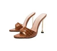 JJDFW Women's Pointed Toe Stiletto Heel Sandals, PU One Strap Slide Sandals for Women, High Heel Open Toe Dress Sandals for Party Evening Wedding Daily Wear