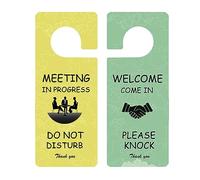 JJDOU Meeting in Progress Office Sign, 2Pack Do Not Disturb/Please Knock Come in Sign, Double Sided - Ideal for Office, Home, Clinic, Hotel, Dorm, Online Class, School, Counselling