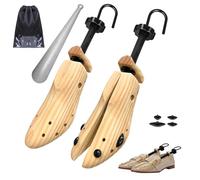 JJDPARTS Wooden Shoe Stretcher, Pair 4-Way Shoe Expander Widener Wooden Shoe Tree Extender spiral pattern for Women and Men (M (for Men Uk Size 4.5-7 and Women Uk Size8-10))